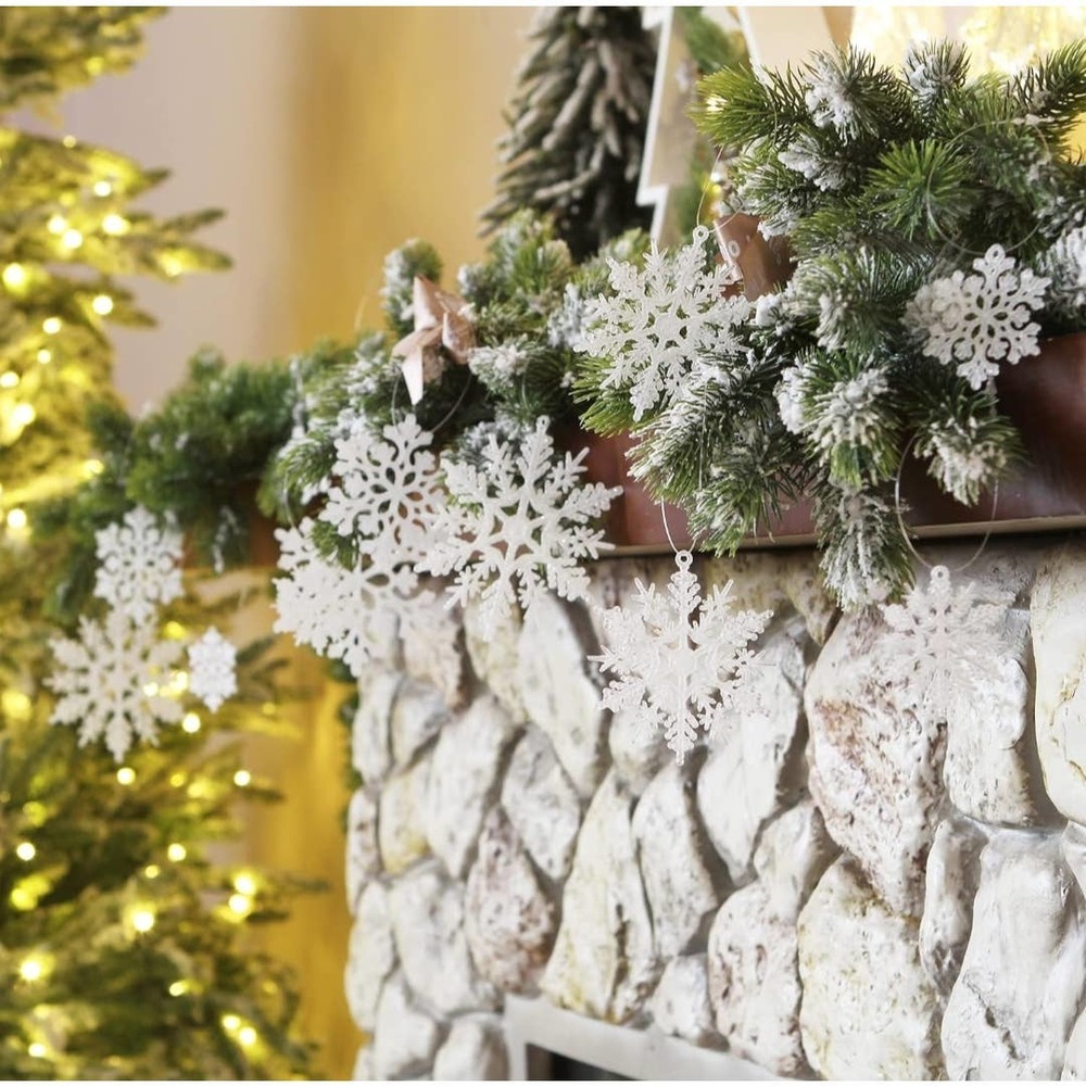 Sea-team Plastic Christmas Glitter Snowflake Ornaments Decorations Set of 36 - Picture 2 of 2